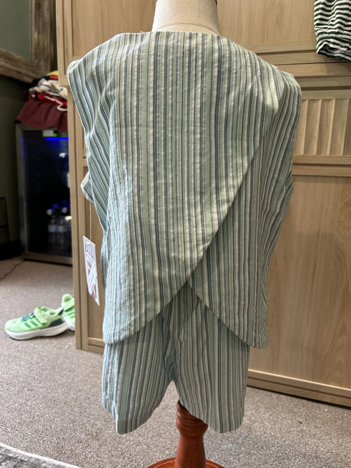 Gabby Green Stripe Shorts Set