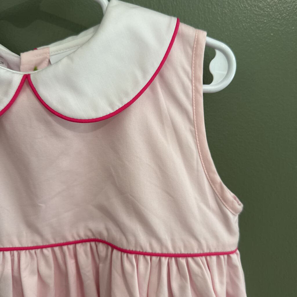 pink smock dress with heart pockets