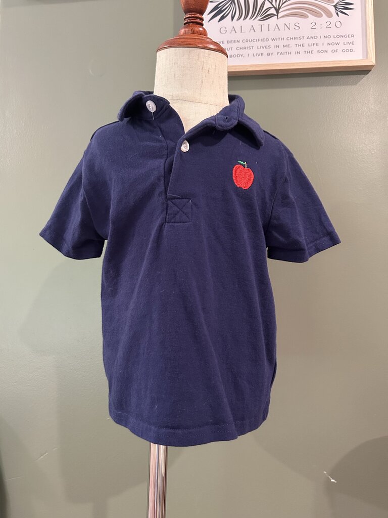 navy blue shirt with apple