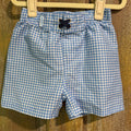 blue plaid swim trunks