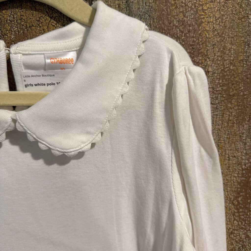 Long sleeve scalloped polo