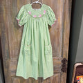 green smock bunny dress