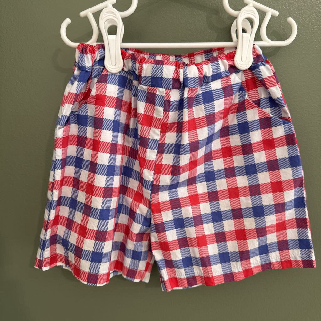 red and blue gingham short