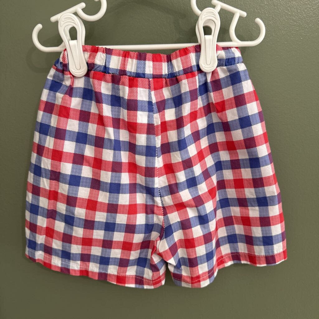 red and blue gingham short