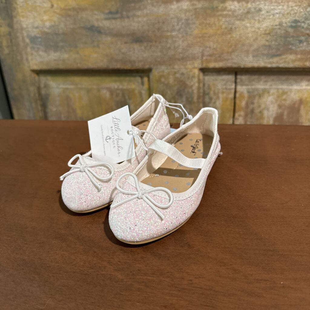 White Glitter Flats