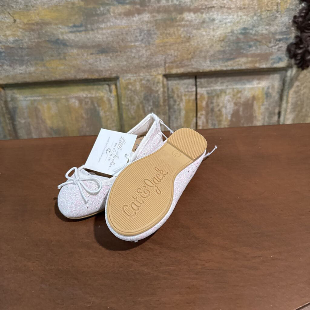 White Glitter Flats