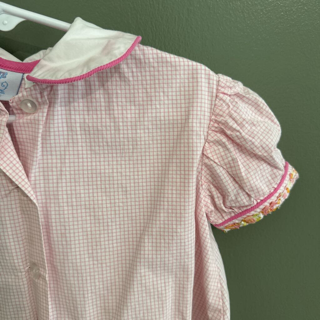 Pink plaid shirt w/pink piping