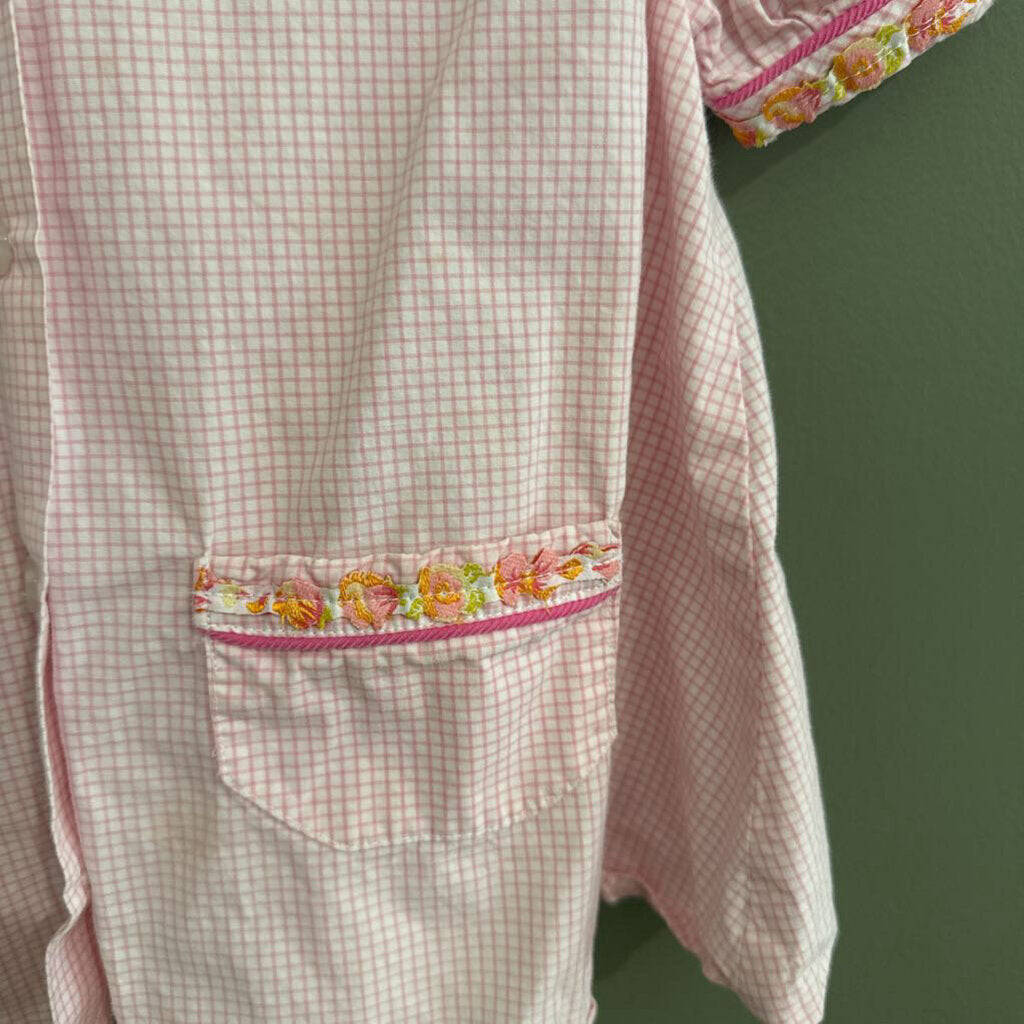 Pink plaid shirt w/pink piping
