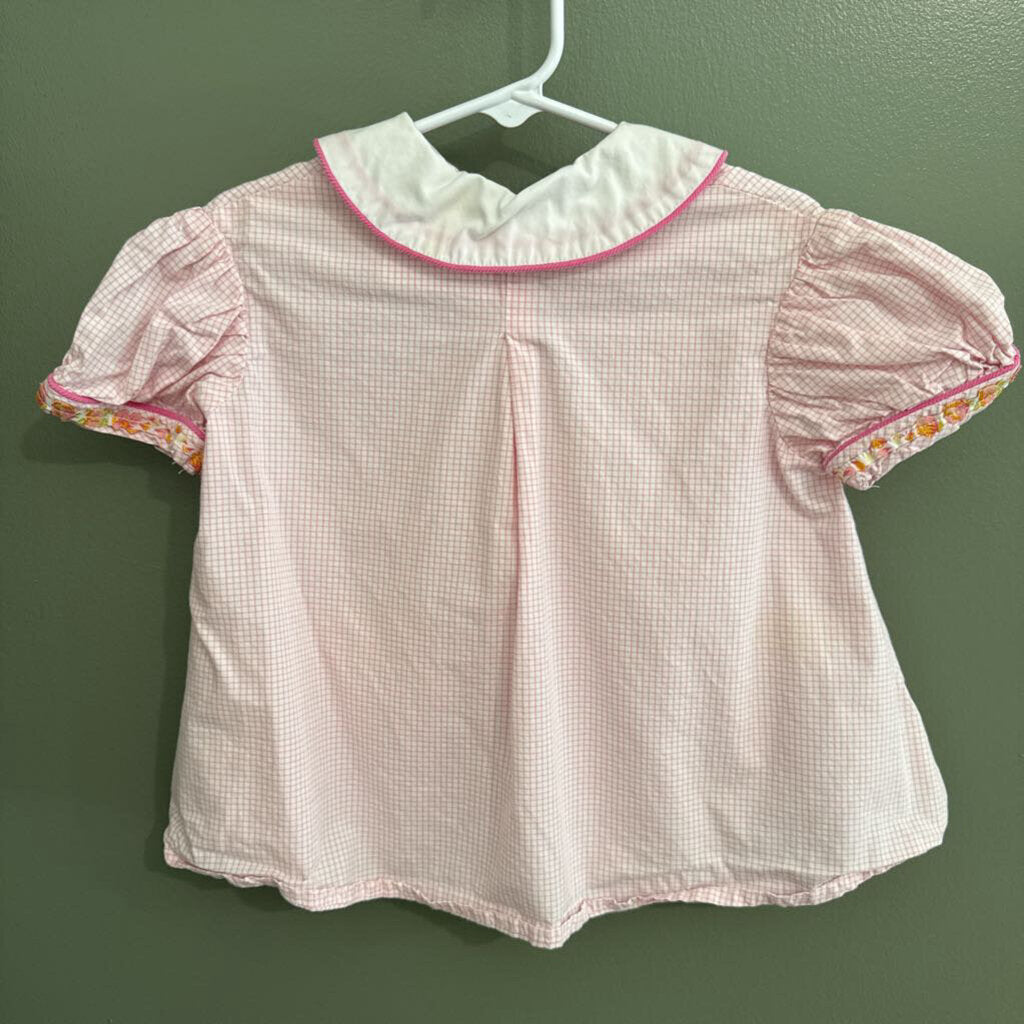 Pink plaid shirt w/pink piping