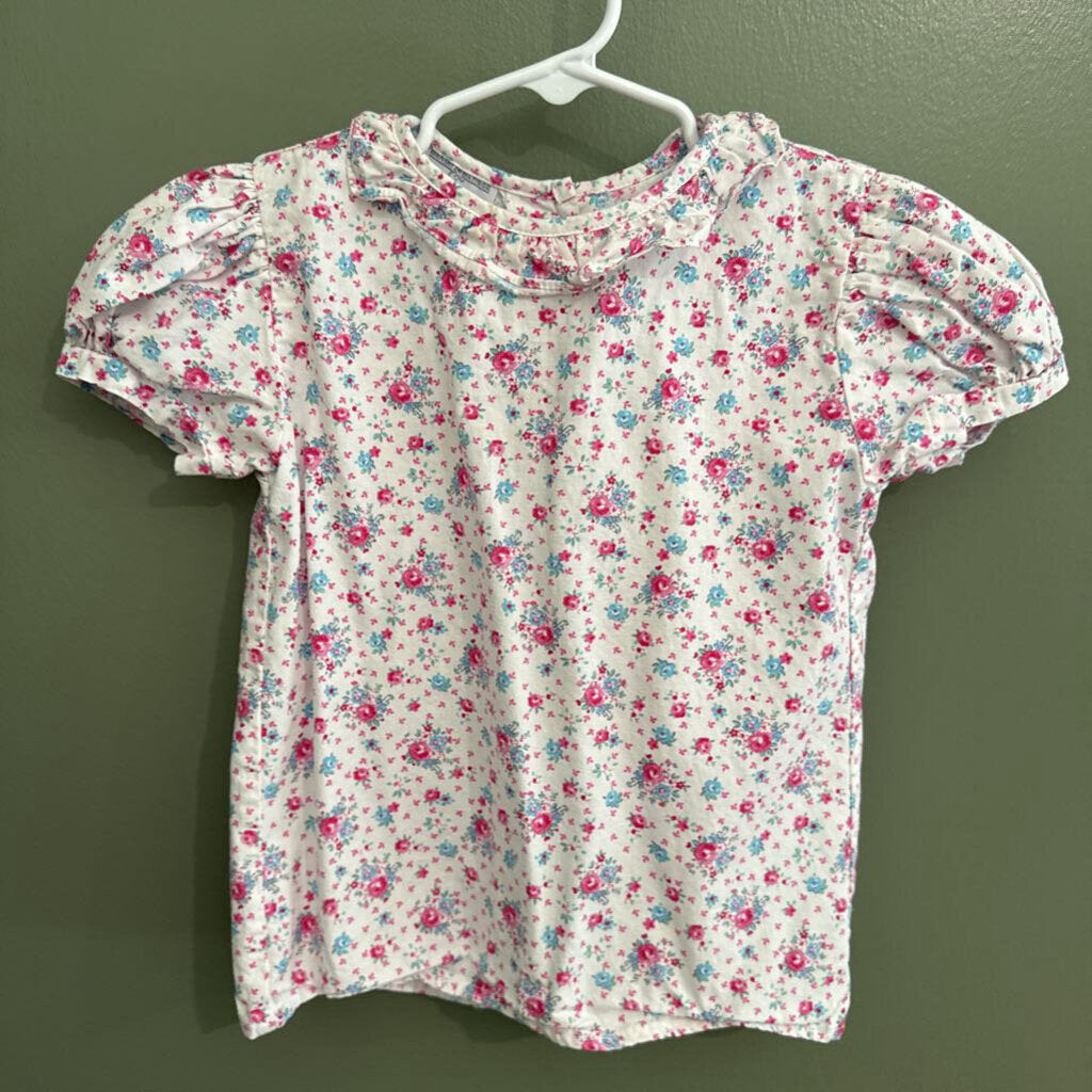 blue and pink floral shirt