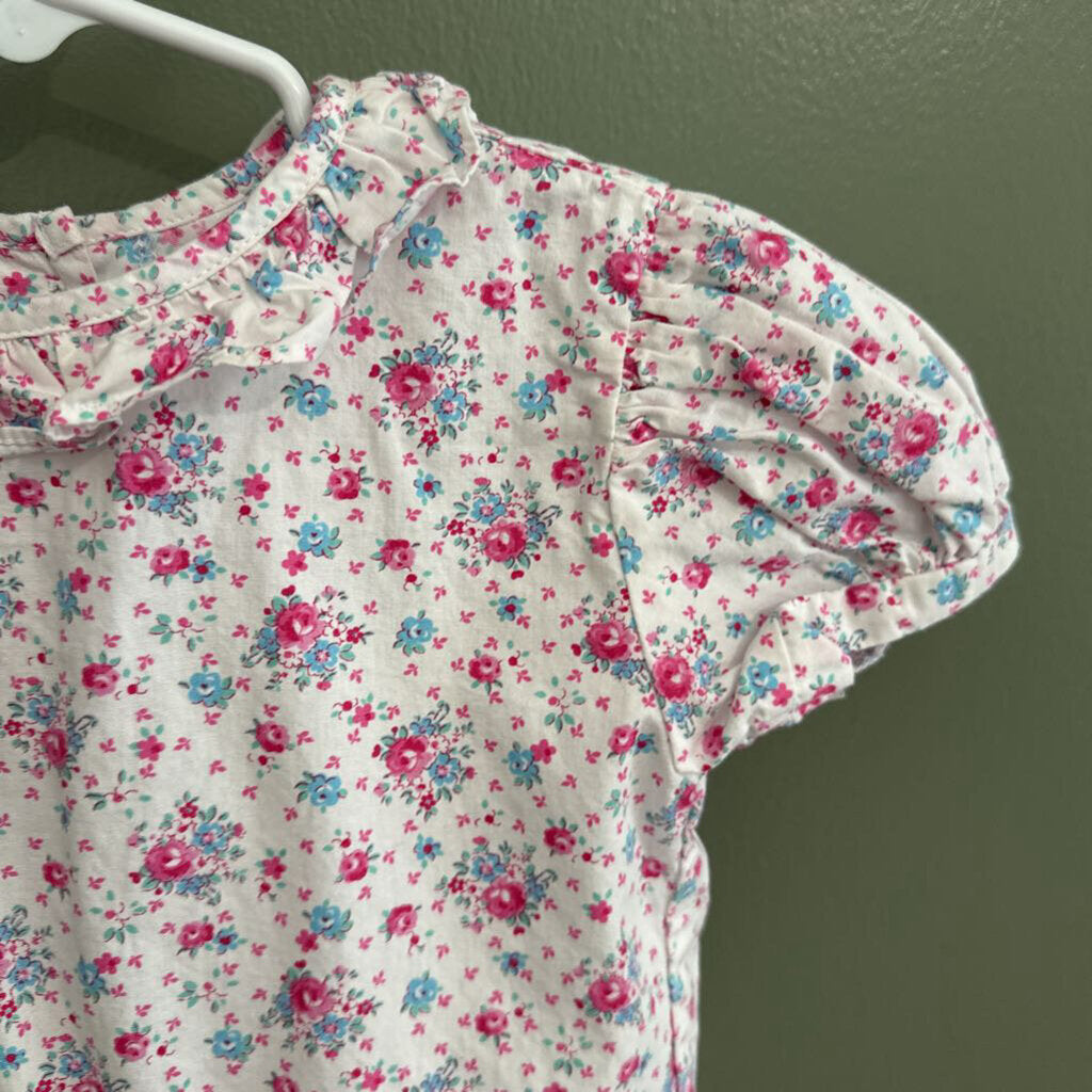 blue and pink floral shirt