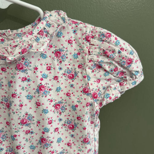 blue and pink floral shirt