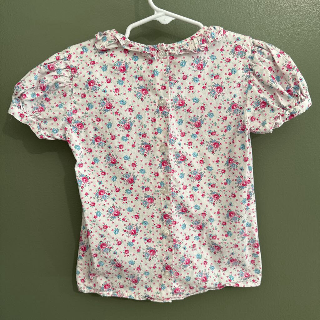 blue and pink floral shirt