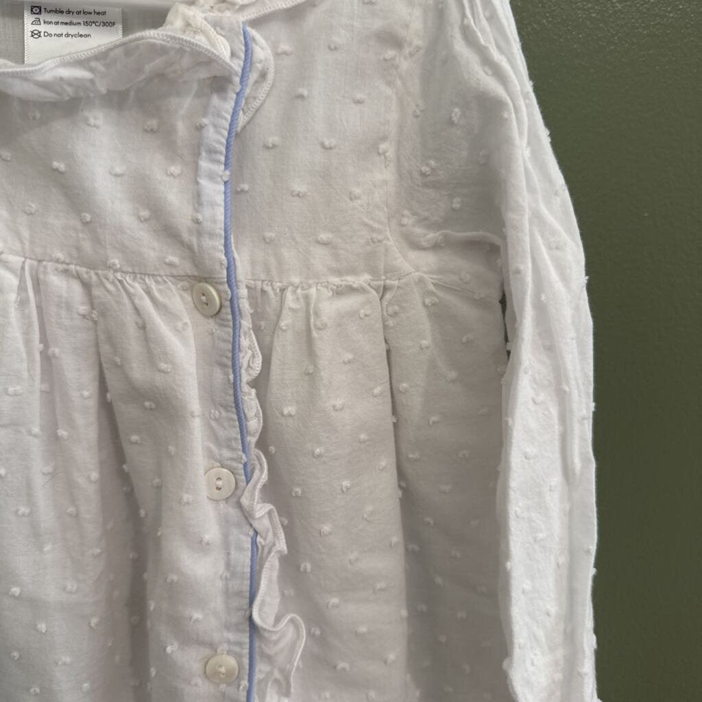 white smocking bird dress