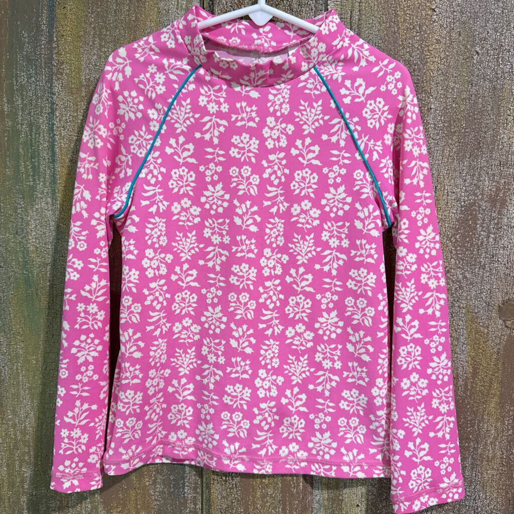 Pink floral rash guard