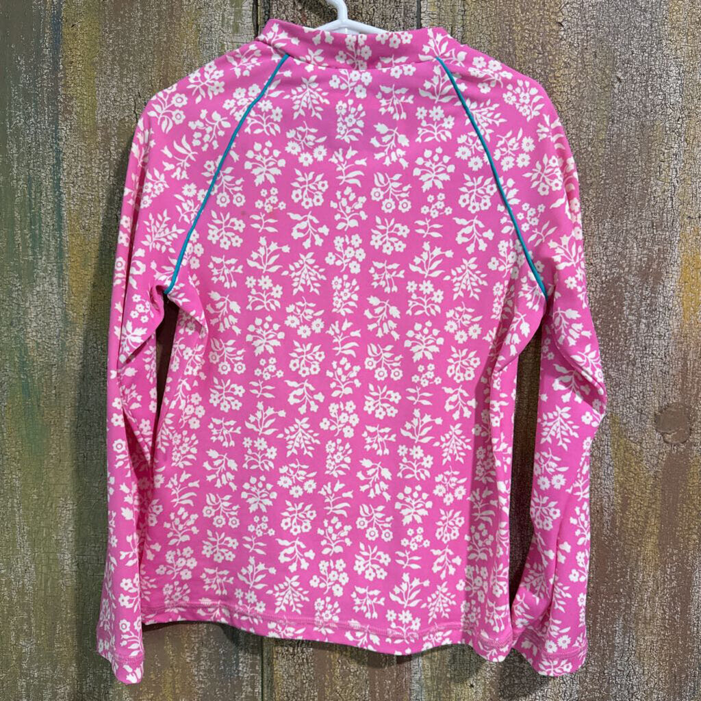 Pink floral rash guard