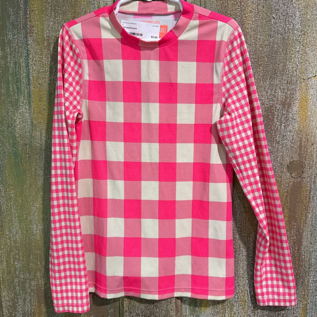 Pink plaid rash guard