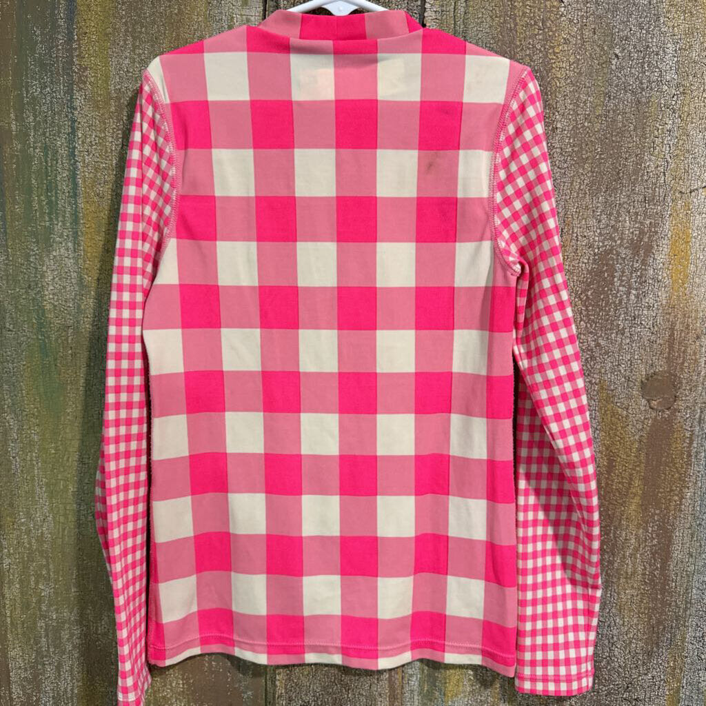 Pink plaid rash guard