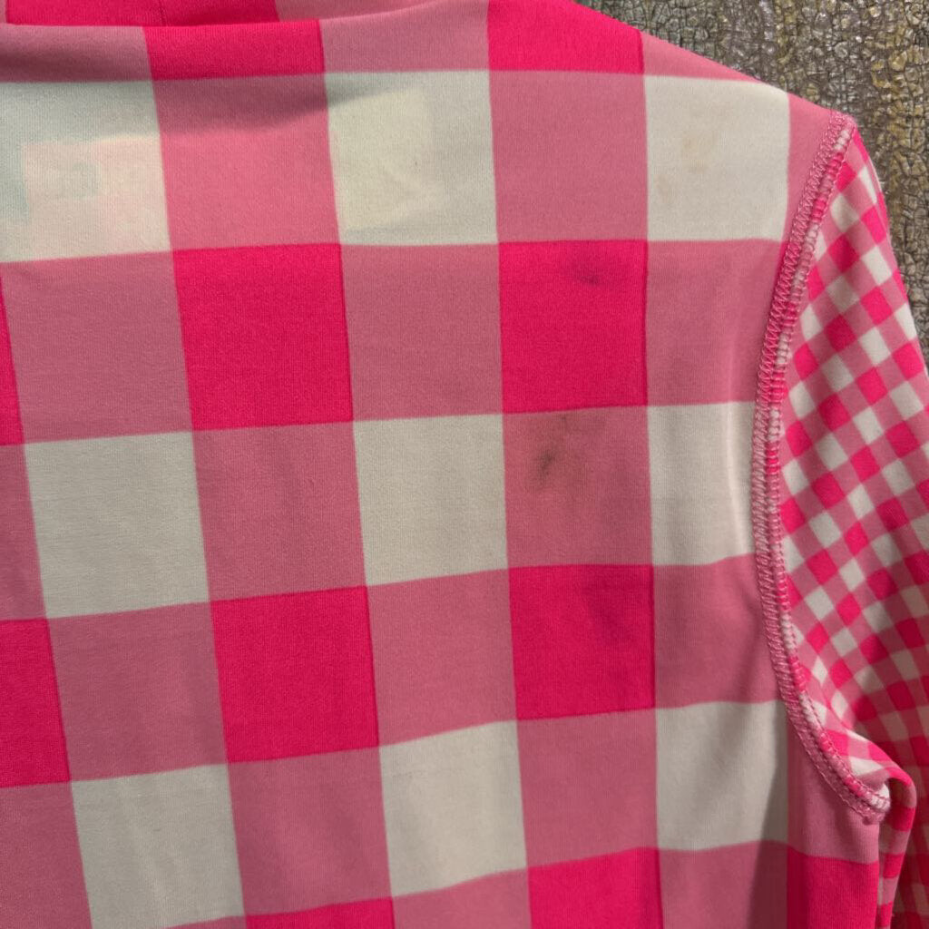Pink plaid rash guard