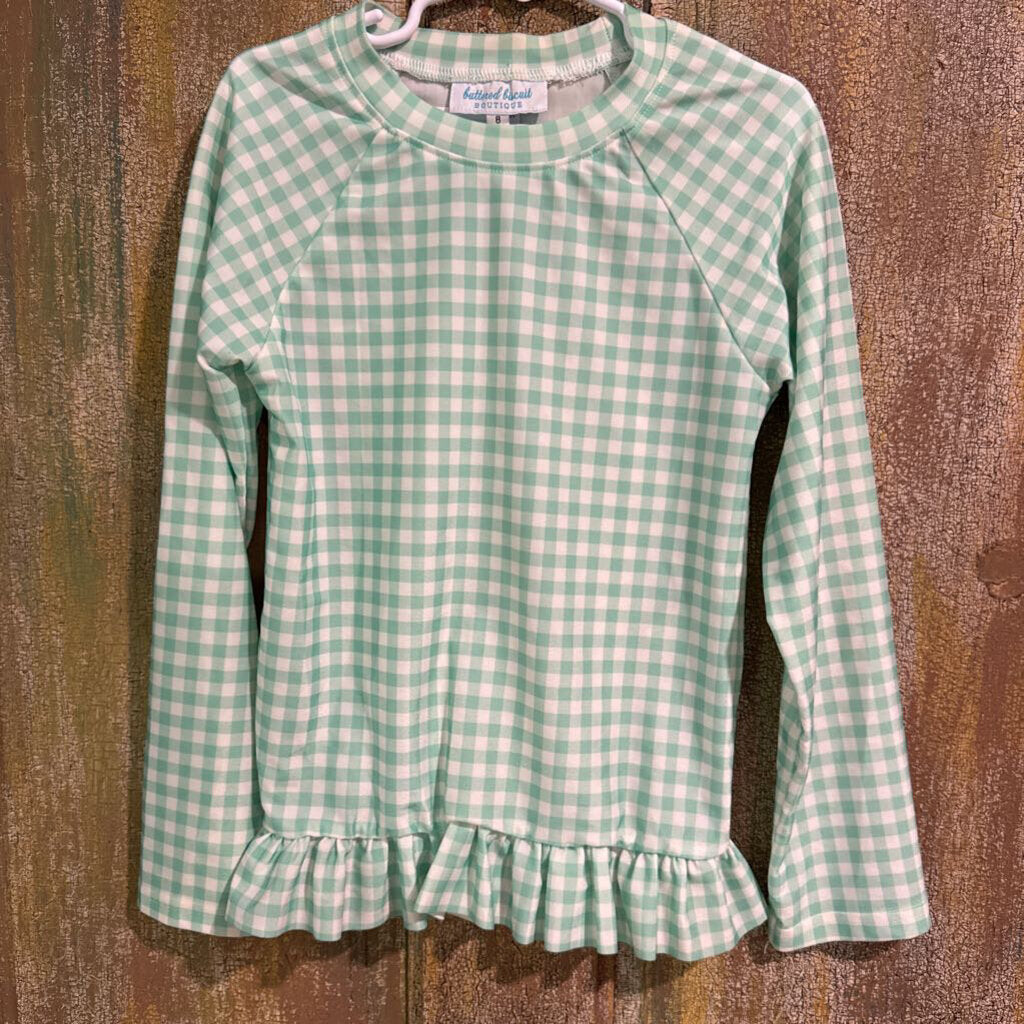 Green plaid rash guard