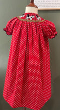 Red cow smock dress
