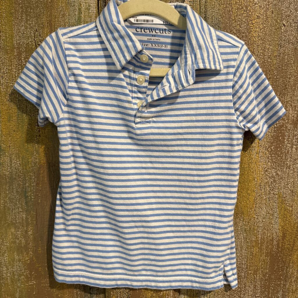 Crewcuts blue and white stripe polo