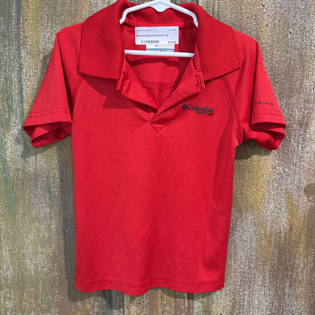 Red Columbia tech polo