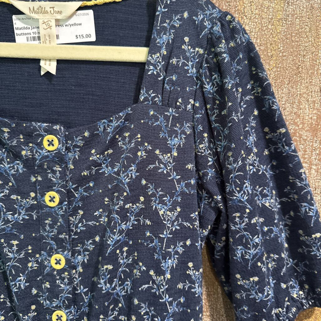 Matilda Jane flower dress w/yellow buttons